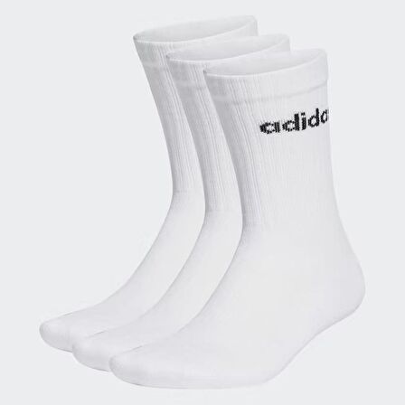 Adidas HT3455 Beyaz Linear Crew Yastıklı 3'lü Bilek Çorap