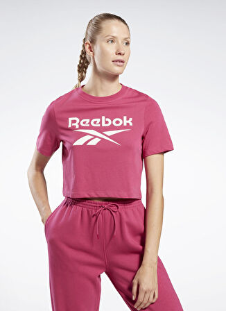 Reebok Yuvarlak Yaka Düz Pembe Kadın T-Shirt IC1259 RI BL Crop Tee