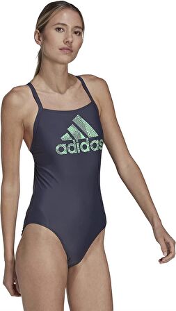 adidas Big Logo Suit Kadın Spor Mayo Lacivert-Mint HR4417