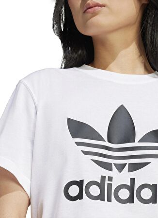 adidas Kadın Beyaz Yuvarlak Yaka Normal Kalıp T-Shirt IN8441 TRFL TEE BOXY