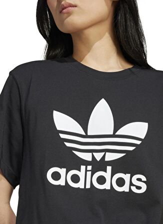 adidas Siyah Kadın Yuvarlak Yaka Normal Kalıp T-Shirt IU2422 TRFL