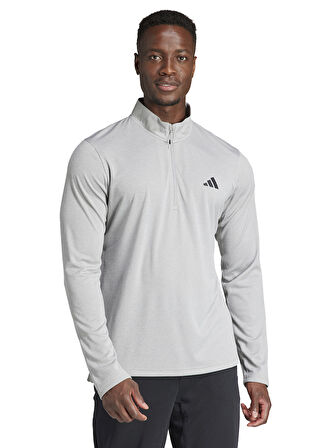 Adidas Gri Erkek Fermuarlı Regular Fit Düz Sweatshirt IT5441 TR-ES 1I4ZIP
