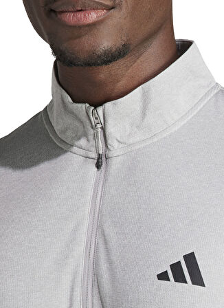 Adidas Gri Erkek Fermuarlı Regular Fit Düz Sweatshirt IT5441 TR-ES 1I4ZIP