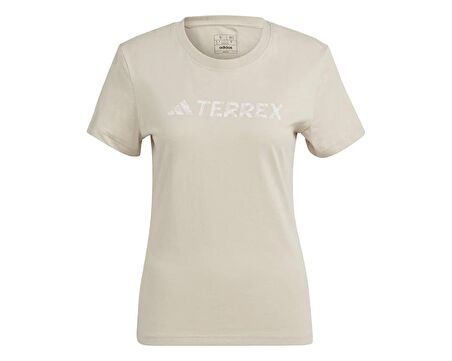 adidas W Logo Tee Kadın Antrenman Tişörtü IB1157 Bej