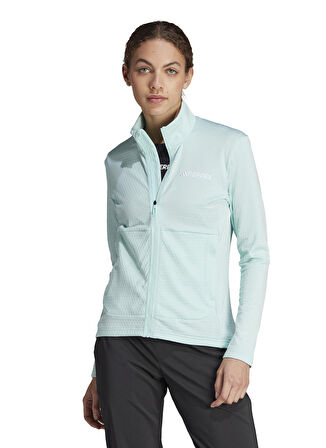 adidas Açık Mavi Kadın Dik Yaka Regular Fit Polar Sweatshırt IB1811-W MT LT FL JA       SEF