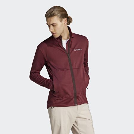 adidas Kırmızı Erkek Dik Yaka Regular Fit Polar Sweatshırt IB1815-MT LT FL FZ JA      PRE