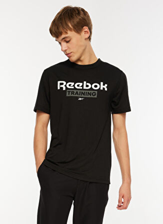 Reebok Siyah Erkek Yuvarlak Yaka T-Shirt II0791 RBK TRAINING GFX SS TEE