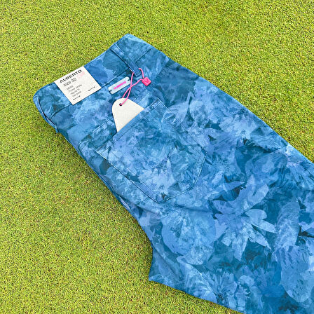Alberto Mona Flower Jersey Düşük Bel Dar Paça Desenli Kadın Pantolon