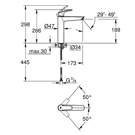 Grohe Eurosmart Tek Kumandalı Lavabp Bataryası XL-Boyut - 239712433