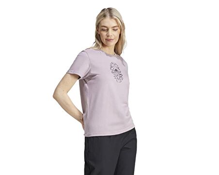 adidas W Metallic Tee Kadın Günlük Tişört IN6449 Mor