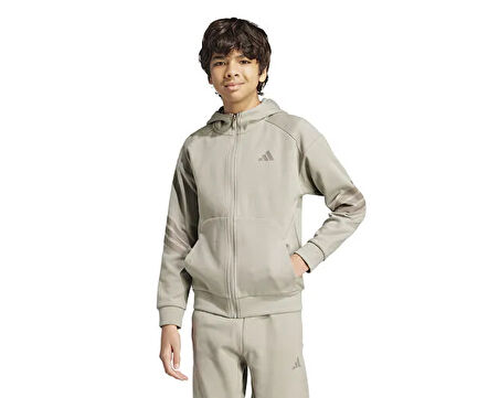 adidas  J Fi 3S Fz Hd Çocuk Günlük Ceket JJ4807 Bej
