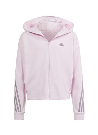 adidas Düz Kadın Pembe Sweatshırt IS3407-G FI 3S FZ