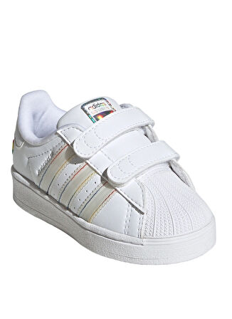 adidas Beyaz - Yeşil Bebek Yürüyüş Ayakkabısı JI0511-SUPERSTAR LED LIGHTS CF I