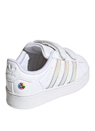 adidas Beyaz - Yeşil Bebek Yürüyüş Ayakkabısı JI0511-SUPERSTAR LED LIGHTS CF I