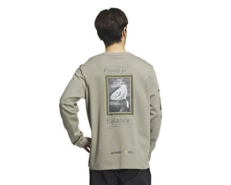 adidas Natgeo Ls Tee Erkek Günlük Sweatshirt IS9509 Haki