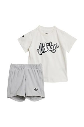 adidas Çocuk  Beyaz  Eşofman SHORT TEE SET JD1042