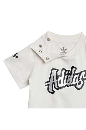 adidas Çocuk  Beyaz  Eşofman SHORT TEE SET JD1042