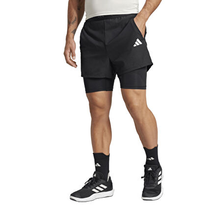 JE5665-E adidas Gym+ 2In1 Short Erkek Şort Ve Kapri Siyah