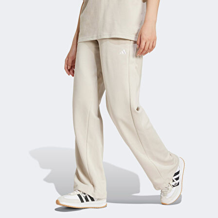 adidas Essentials Small Logo Feel Cozy Open Hem Kadın Bej Eşofman Altı