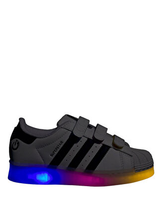 adidas Beyaz - Siyah Erkek Çocuk Yürüyüş Ayakkabısı JI0506-SUPERSTAR LED LIGHTS CF C
