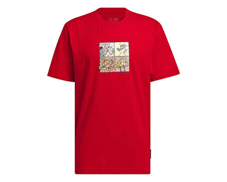 adidas Lil S Comic Tee Erkek Günlük Tişört IY1136 Kırmızı