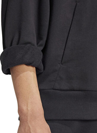 adidas IX1253 M A SZN FL HD Siyah Kapüşon Yaka Bol Kesim Düz Erkek Sweatshırt