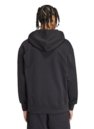 adidas IX1253 M A SZN FL HD Siyah Kapüşon Yaka Bol Kesim Düz Erkek Sweatshırt