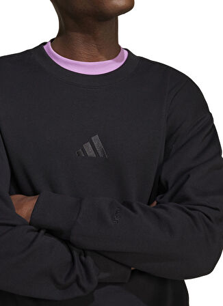 IX1261 M A SZN FT CRW Siyah Erkek Yuvarlak Yaka Loose Fit Sweatshirt