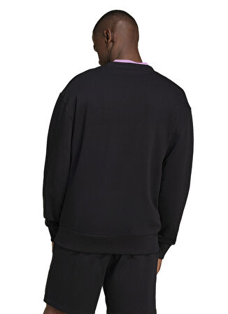 IX1261 M A SZN FT CRW Siyah Erkek Yuvarlak Yaka Loose Fit Sweatshirt