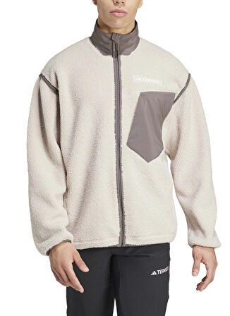 Bej Erkek O Yaka Normal Kalıp Zip Ceket IY2402 XPL PILE FL JKT
