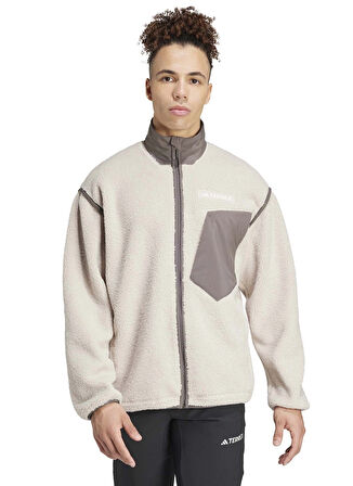 Bej Erkek O Yaka Normal Kalıp Zip Ceket IY2402 XPL PILE FL JKT