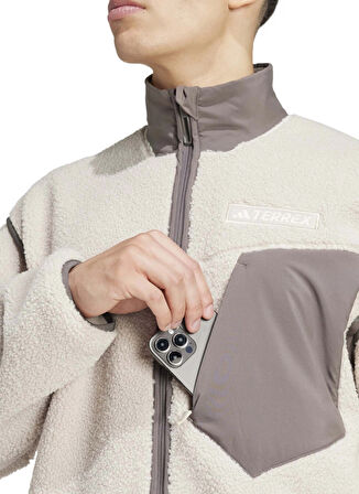 Bej Erkek O Yaka Normal Kalıp Zip Ceket IY2402 XPL PILE FL JKT
