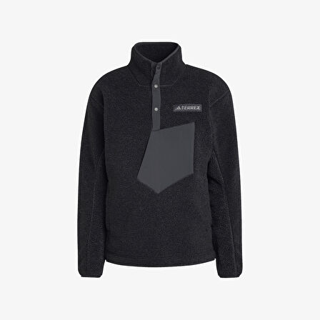 adidas Terrex Xploric High Pile Fleece Pullover Erkek Siyah Yürüyüş Polar