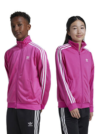 adidas Fermuarlı Yaka Düz Pembe Kız Çocuk Eşofman Üstü IY4034-FIREBIRD TOP