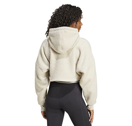 IY8050-K adidas Cropped Hoodıe Kadın Sweatshirt Krem