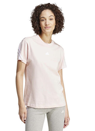 Pembe Kadın Yuvarlak Yaka Normal Kalıp T-Shirt IW5264 W FI 3S TEE