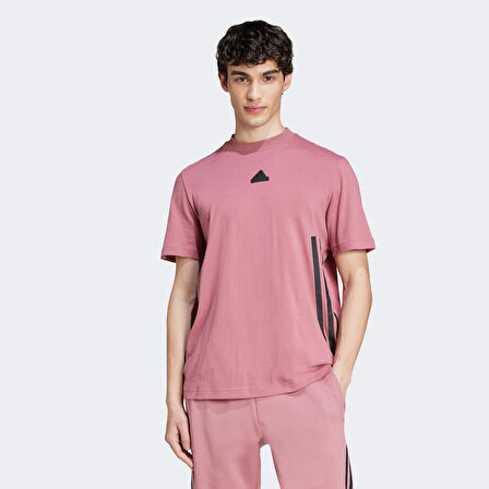 adidas Future Icons 3 Striped Erkek Pembe Günlük T-Shirt