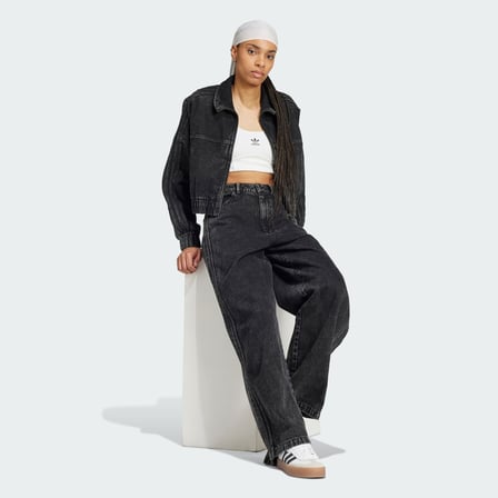 Adidas IW5761 Kadın Pantolon Siyah Denim Geniş Paça Wide Leg Beden 28