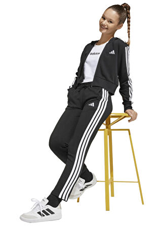 adidas Düz Kız Çocuk Siyah Sweatshırt JJ0956 JG 3S FT FZ CRO