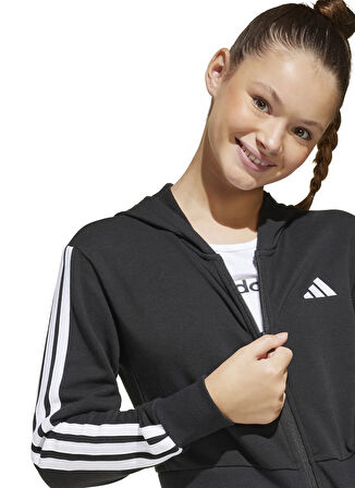 adidas Düz Kız Çocuk Siyah Sweatshırt JJ0956 JG 3S FT FZ CRO