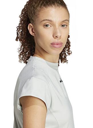 adidas JC5067 W CE G CRO TEE Gri Yuvarlak Yaka Crop Düz Kadın T-Shirt