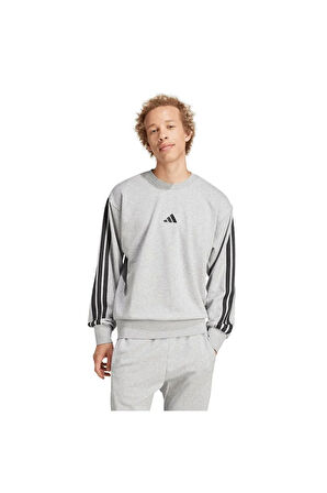 adidas Erkek  Gri  Sweatshirt M 3S FT SWT JE6374