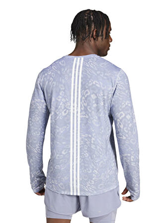 adidas JD7770 OTR E AOP LS M Mavi Yuvarlak Yaka Regular Fit Desenli Erkek T-Shirt