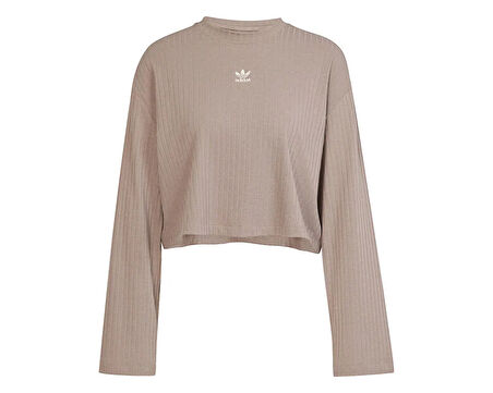 adidas Ess Wr Ls Kadın Günlük Uzun Kollu Tişört JD5120 Kahverengi