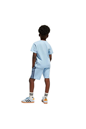 adidas Çocuk  Mavi  Eşofman SHORT TEE SET JC9160