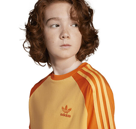 JC7292-C adidas 3 Strıpe Tee çocuk T-Shirt Turuncu