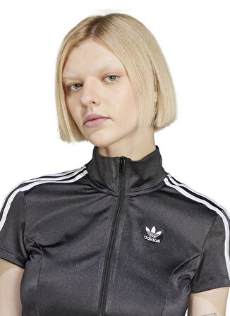 adidas JD0277 SHORTSLEEVE TT Siyah Crop Düz Kadın Zip Ceket