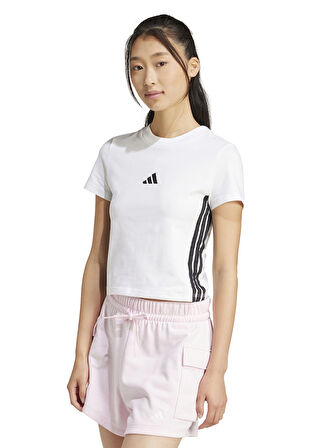 JE1239 W 3S SJ BABY T Beyaz Kadın Slim Fit Düz T-Shirt