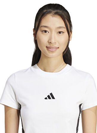 JE1239 W 3S SJ BABY T Beyaz Kadın Slim Fit Düz T-Shirt