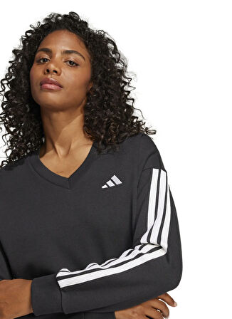 adidas JE0027 W 3S FT VN SWT Siyah V Yaka Regular Fit Düz Kadın Sweatshırt